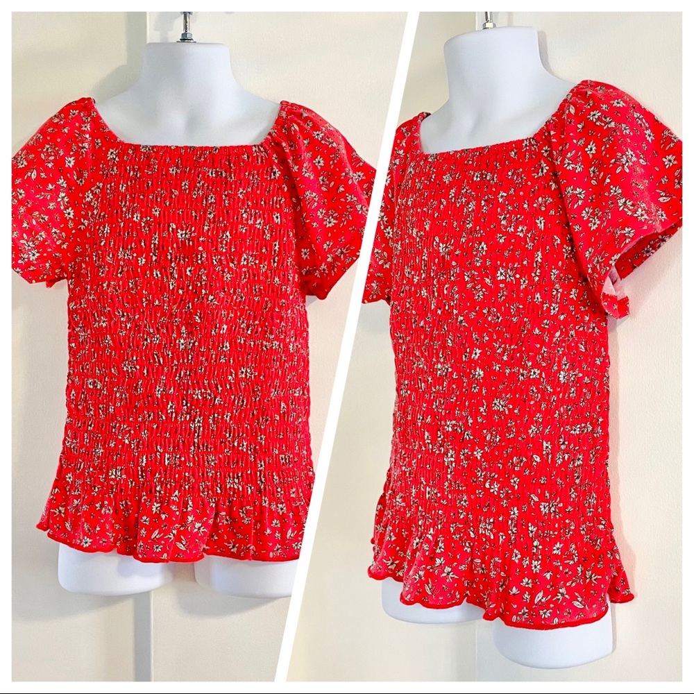 🆕The Children’s Place Girl’s Red Floral Smocked Top